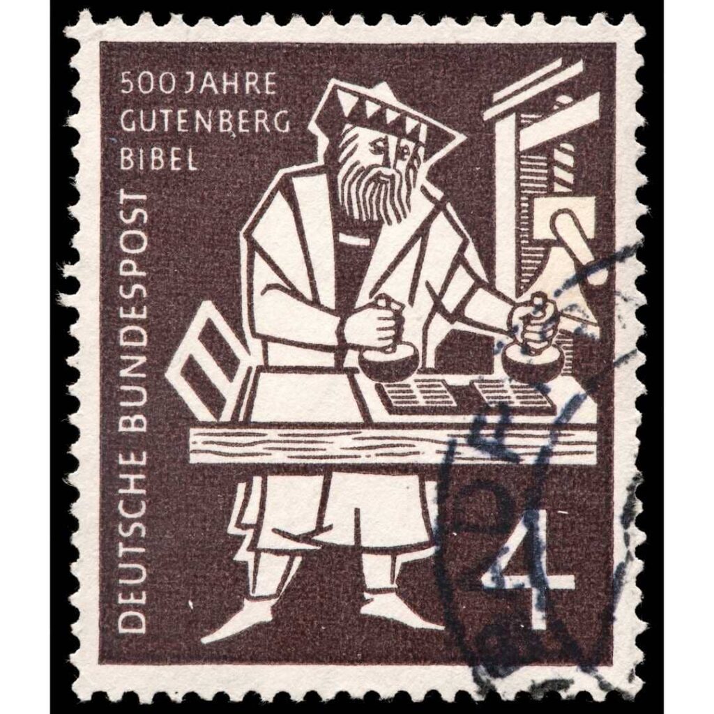 Johannes Gutenberg and the printing press machine